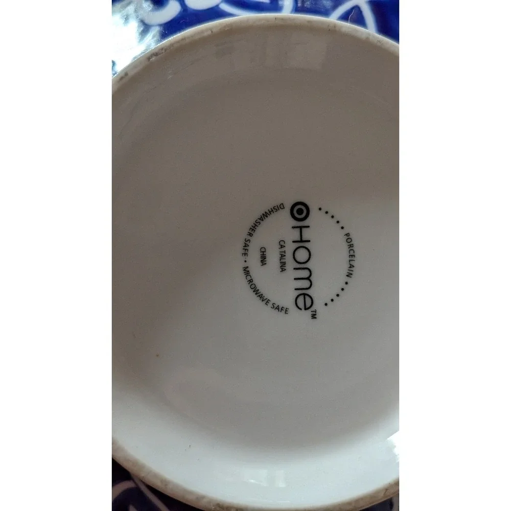 Home Catalina Porcelain Bowl Blue White Floral‎ Lattice Microwavable Dishwasher